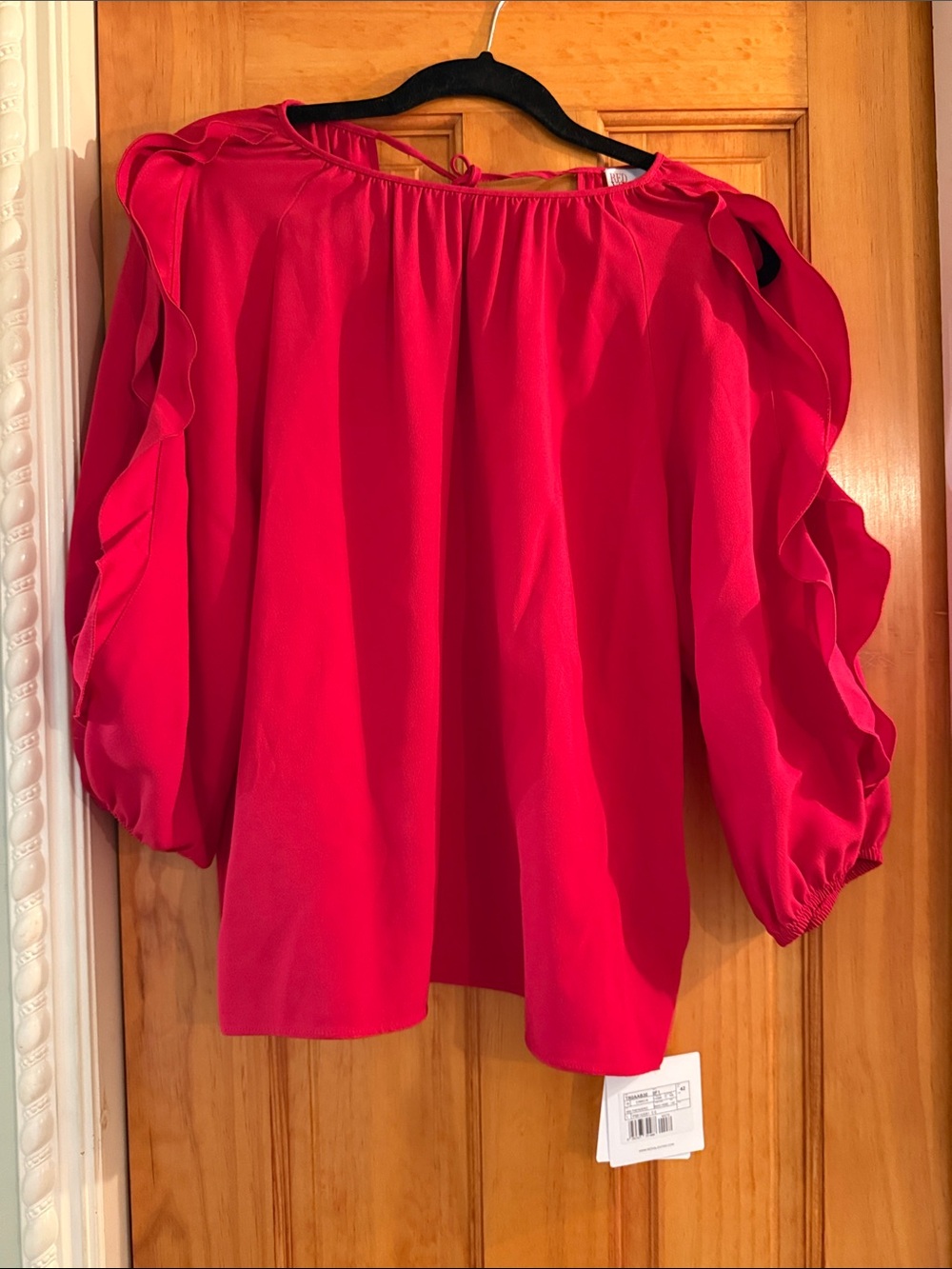 RED Valentino Bright Red Ruffle-Sleeve Blouse